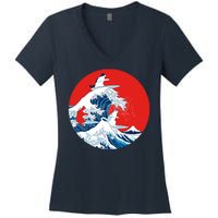 Great Kanagawa Wave Of Cats Women's V-Neck T-Shirt