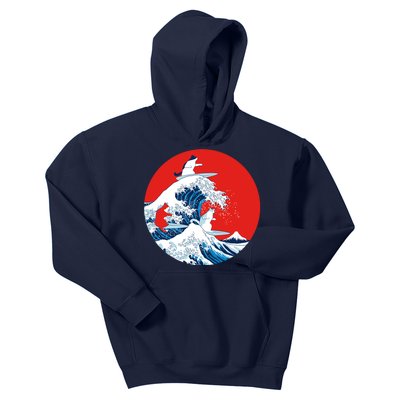 Great Kanagawa Wave Of Cats Kids Hoodie