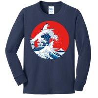 Great Kanagawa Wave Of Cats Kids Long Sleeve Shirt