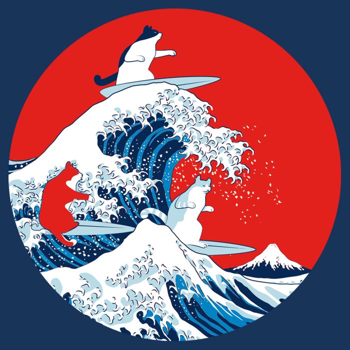 Great Kanagawa Wave Of Cats Kids T-Shirt