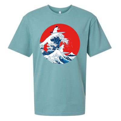 Great Kanagawa Wave Of Cats Sueded Cloud Jersey T-Shirt