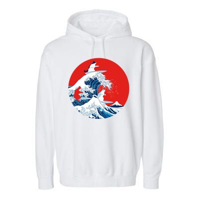 Great Kanagawa Wave Of Cats Garment-Dyed Fleece Hoodie