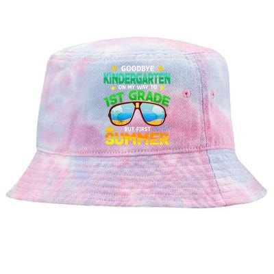 Goodbye Kindergarten Way To 1st Grade Summer Graduation Tie-Dyed Bucket Hat