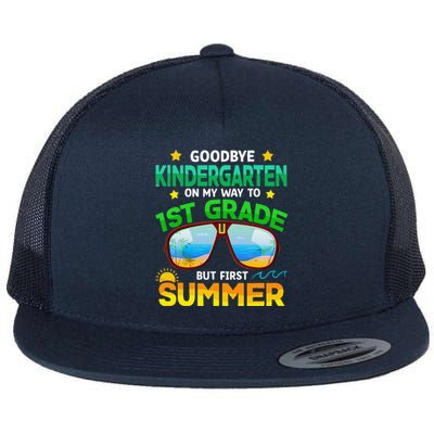 Goodbye Kindergarten Way To 1st Grade Summer Graduation Flat Bill Trucker Hat