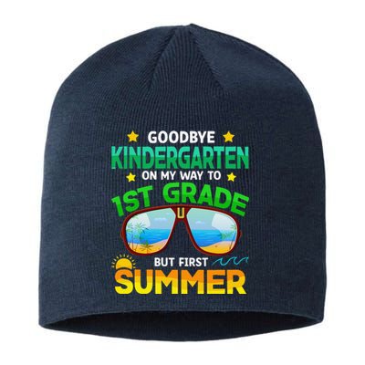 Goodbye Kindergarten Way To 1st Grade Summer Graduation Sustainable Beanie