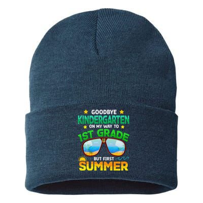 Goodbye Kindergarten Way To 1st Grade Summer Graduation Sustainable Knit Beanie