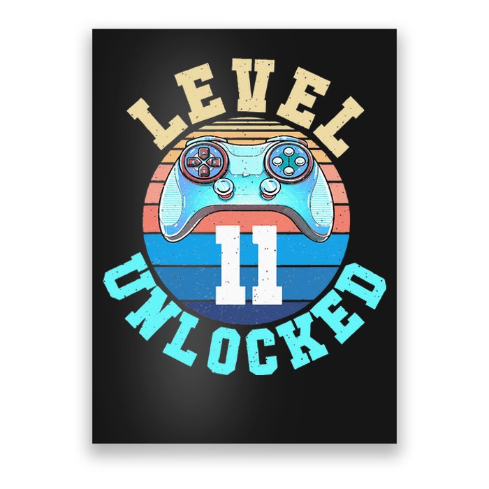 Gamer Level 11 Unlocked Video Game 11th Birthday Poster