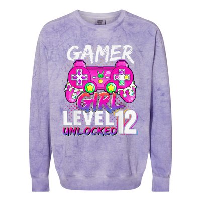 Gamer Level 12 Unlocked Video Game 12th Birthday Colorblast Crewneck Sweatshirt