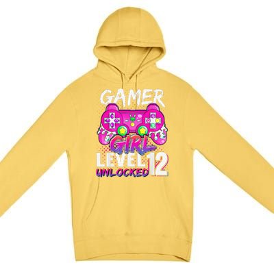 Gamer Level 12 Unlocked Video Game 12th Birthday Premium Pullover Hoodie