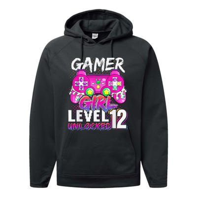 Gamer Level 12 Unlocked Video Game 12th Birthday Performance Fleece Hoodie