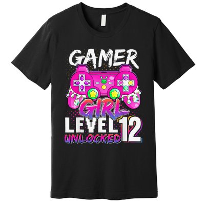 Gamer Level 12 Unlocked Video Game 12th Birthday Premium T-Shirt