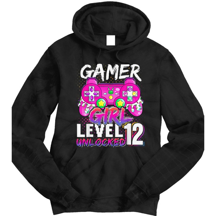 Gamer Level 12 Unlocked Video Game 12th Birthday Tie Dye Hoodie