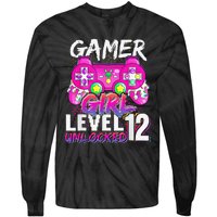 Gamer Level 12 Unlocked Video Game 12th Birthday Tie-Dye Long Sleeve Shirt