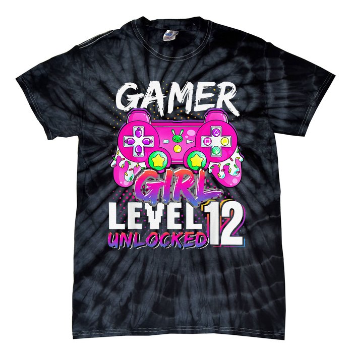 Gamer Level 12 Unlocked Video Game 12th Birthday Tie-Dye T-Shirt