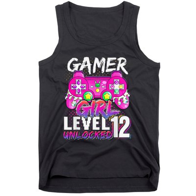 Gamer Level 12 Unlocked Video Game 12th Birthday Tank Top