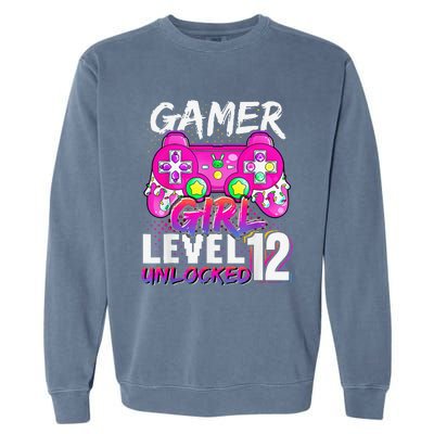 Gamer Level 12 Unlocked Video Game 12th Birthday Garment-Dyed Sweatshirt