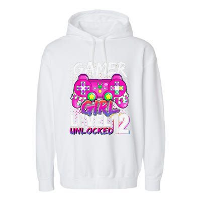 Gamer Level 12 Unlocked Video Game 12th Birthday Garment-Dyed Fleece Hoodie