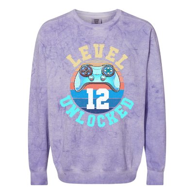 Gamer Level 12 Unlocked Video Game 12th Birthday Colorblast Crewneck Sweatshirt