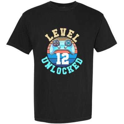 Gamer Level 12 Unlocked Video Game 12th Birthday Garment-Dyed Heavyweight T-Shirt