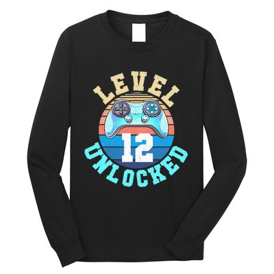 Gamer Level 12 Unlocked Video Game 12th Birthday Long Sleeve Shirt