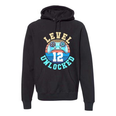 Gamer Level 12 Unlocked Video Game 12th Birthday Premium Hoodie