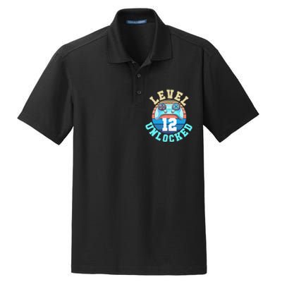 Gamer Level 12 Unlocked Video Game 12th Birthday Dry Zone Grid Polo