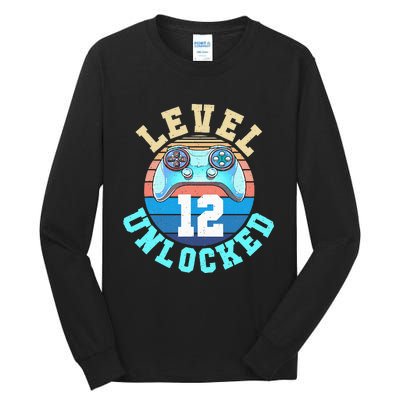 Gamer Level 12 Unlocked Video Game 12th Birthday Tall Long Sleeve T-Shirt