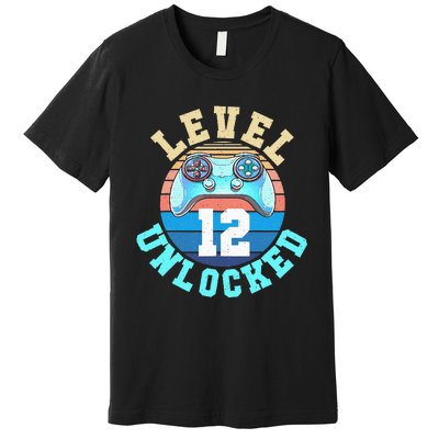 Gamer Level 12 Unlocked Video Game 12th Birthday Premium T-Shirt