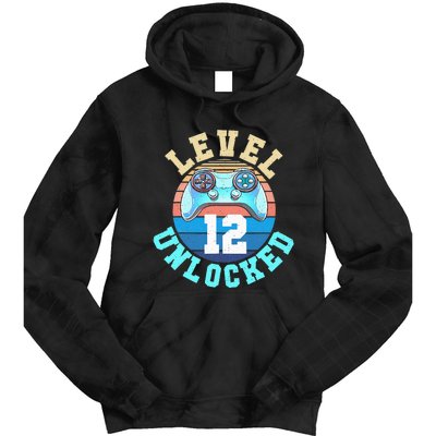 Gamer Level 12 Unlocked Video Game 12th Birthday Tie Dye Hoodie