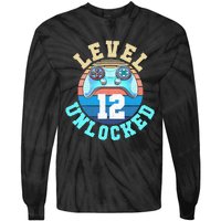 Gamer Level 12 Unlocked Video Game 12th Birthday Tie-Dye Long Sleeve Shirt