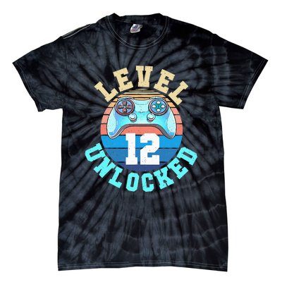 Gamer Level 12 Unlocked Video Game 12th Birthday Tie-Dye T-Shirt