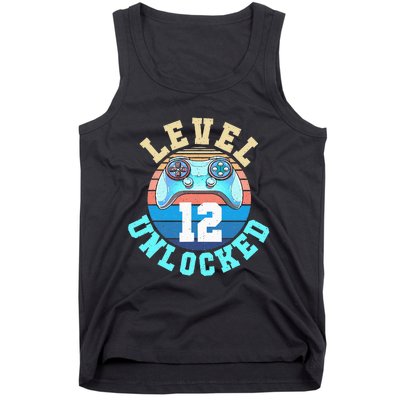 Gamer Level 12 Unlocked Video Game 12th Birthday Tank Top