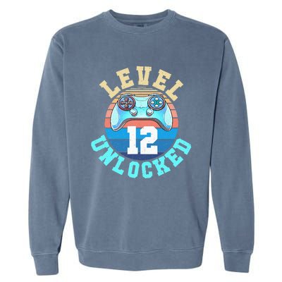 Gamer Level 12 Unlocked Video Game 12th Birthday Garment-Dyed Sweatshirt