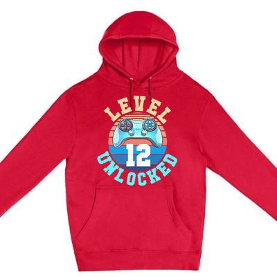 Gamer Level 12 Unlocked Video Game 12th Birthday Premium Pullover Hoodie