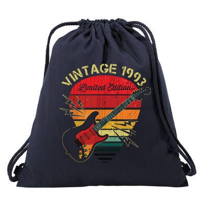 Guitar Lover 30 Years Old Retro Vintage 1993 30th Birthday Drawstring Bag