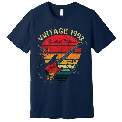 Guitar Lover 30 Years Old Retro Vintage 1993 30th Birthday Premium T-Shirt