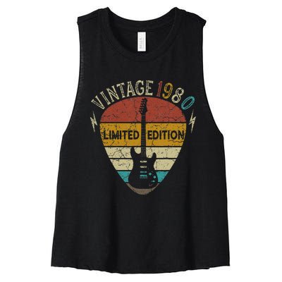 Guitar Lover 43 Years Old Gift Vintage 1980 43th Birthday Women's Racerback Cropped Tank