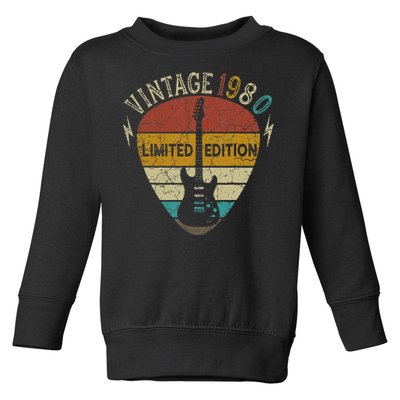 Guitar Lover 43 Years Old Gift Vintage 1980 43th Birthday Toddler Sweatshirt