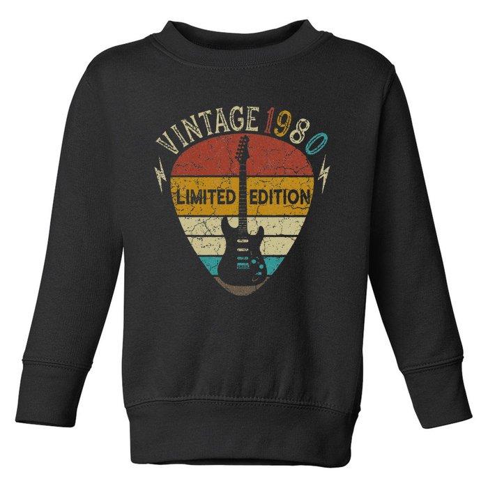 Guitar Lover 43 Years Old Gift Vintage 1980 43th Birthday Toddler Sweatshirt