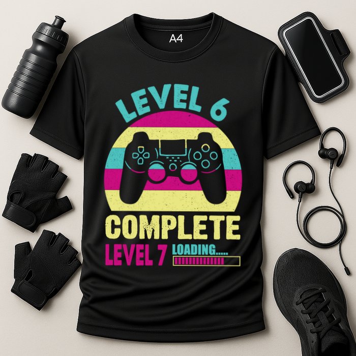 Gamer Level 6 Complete Level 7 Loading 6th Birthday Great Gift Performance Shirt