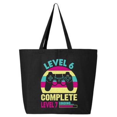Gamer Level 6 Complete Level 7 Loading 6th Birthday Great Gift 25L Jumbo Tote