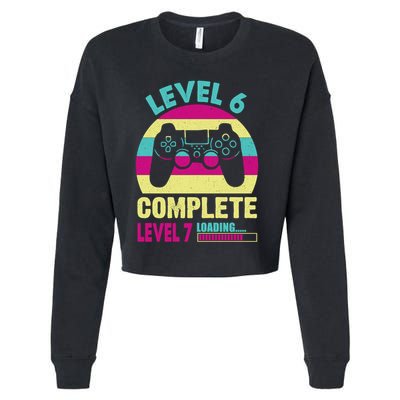 Gamer Level 6 Complete Level 7 Loading 6th Birthday Great Gift Cropped Pullover Crew