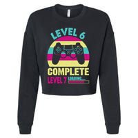 Gamer Level 6 Complete Level 7 Loading 6th Birthday Great Gift Cropped Pullover Crew