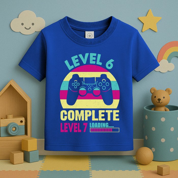 Gamer Level 6 Complete Level 7 Loading 6th Birthday Great Gift Toddler T-Shirt