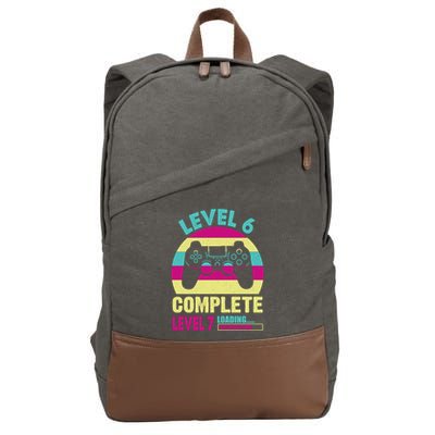 Gamer Level 6 Complete Level 7 Loading 6th Birthday Great Gift Cotton Canvas Backpack