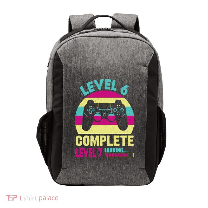 Gamer Level 6 Complete Level 7 Loading 6th Birthday Great Gift Vector Backpack
