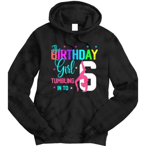 Gymnastic Lover 6th Birthday Six 6 Years Old Gymnast Girl Tie Dye Hoodie