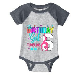 Gymnastic Lover 6th Birthday Six 6 Years Old Gymnast Girl Infant Baby Jersey Bodysuit