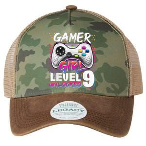 Gamer Level 9 Unlocked Video Game 9th Birthday Gift Legacy Tie Dye Trucker Hat