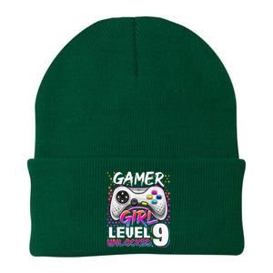 Gamer Level 9 Unlocked Video Game 9th Birthday Gift Knit Cap Winter Beanie